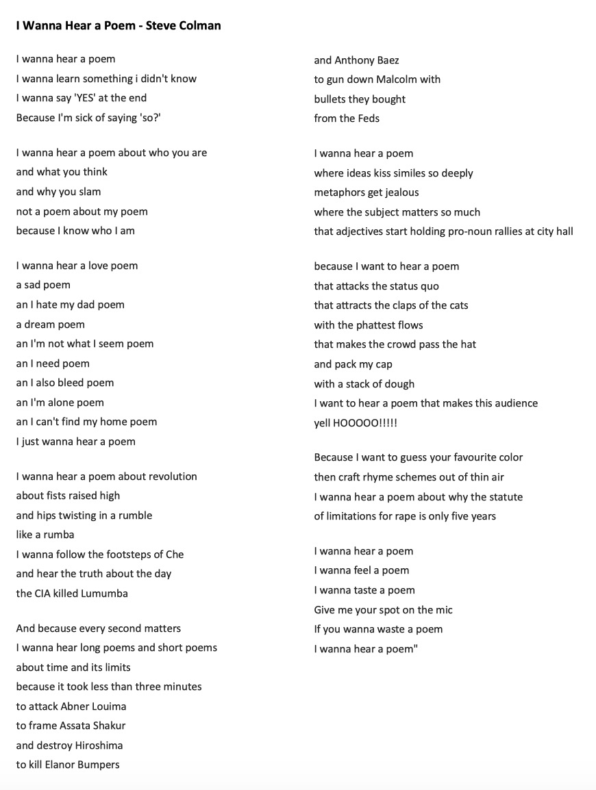 Colman Poem